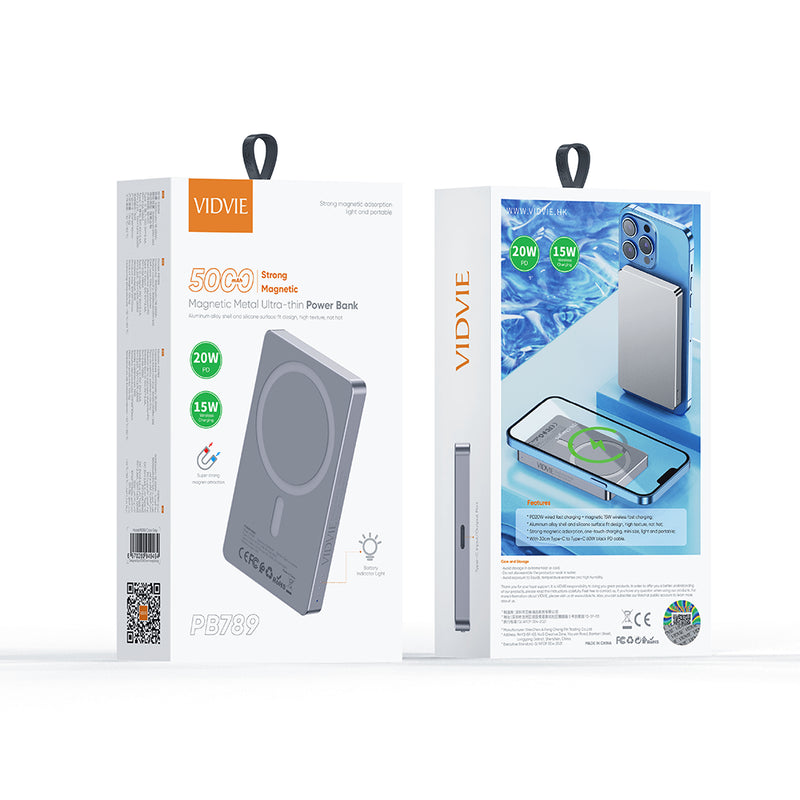 VIDVIE POWERBANK 5000mAh wireless 15W+PD20W